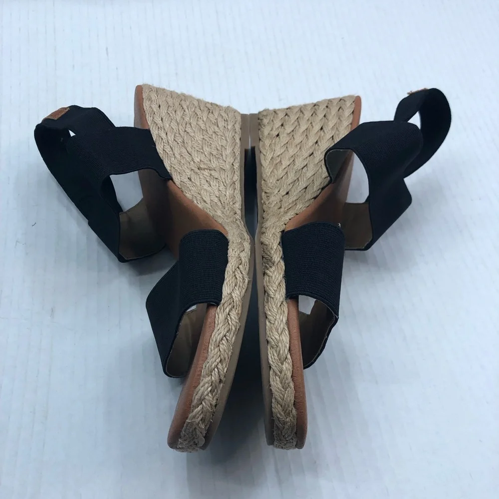 Tommy Bahama Wedges Womens 10 Sakura Elastic Espadrille Sandals Shoes Black